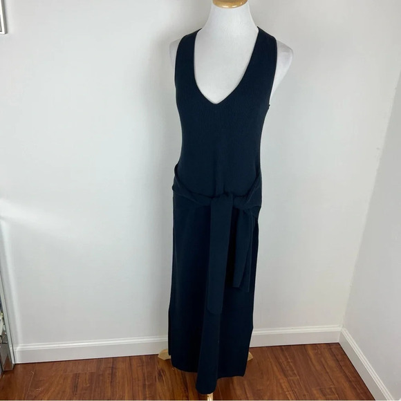 Rag & Bone Michelle Sweater Navy Blue V-Neck Midi Dress Tie Waist B22 - Picture 8 of 14